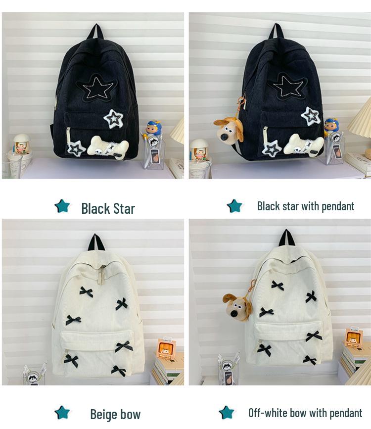 Rucksack aus Cord im koreanischen Stil: Großes Fassungsvermögen, leicht, perfekt für Schule und Reisen