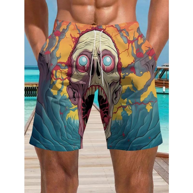 Summer Men's 3D Printed Beach Shorts Fashion Versatile Trend Breathable Casual Vacation Style