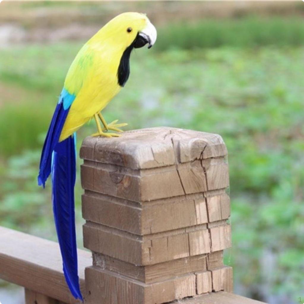 Feathered Parrot Figurine Handmade Artificial Decoration Colorful for Party, Garden, Patio a