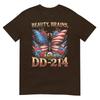 Female Veteran Army Floral Vintage Beauty Brains Us Tshirt