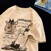 New Men Women T Shirt Pullover Oversize Korean Version Cartoon Cat Group Printed T-Shirt Casual Short Sleeve Couples T-Shirt