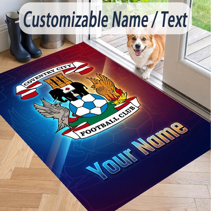 Custom Text Printed Rug Coventry City FC Non Slip Floor Carpet For Home Room Decor