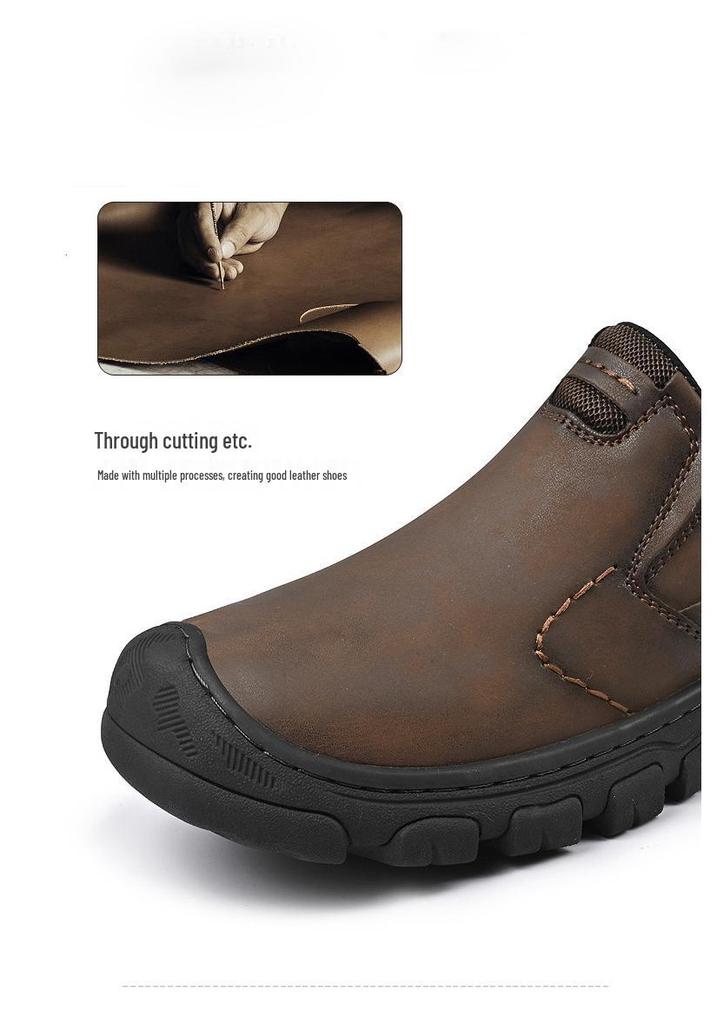 Men's Thick Sole Wear-Resistant Leather Hiking & Casual Shoes