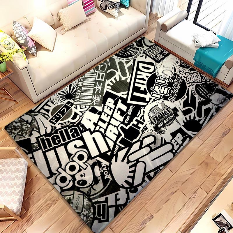Colourful Graffiti 3D Printing Area Carpets for Home Living Room Kids Bedroom Sofa Doormat Kitchen Floor Rugs Anti-slip Decor