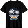 Love Summer Palm Trees Graphic Black T-shirt