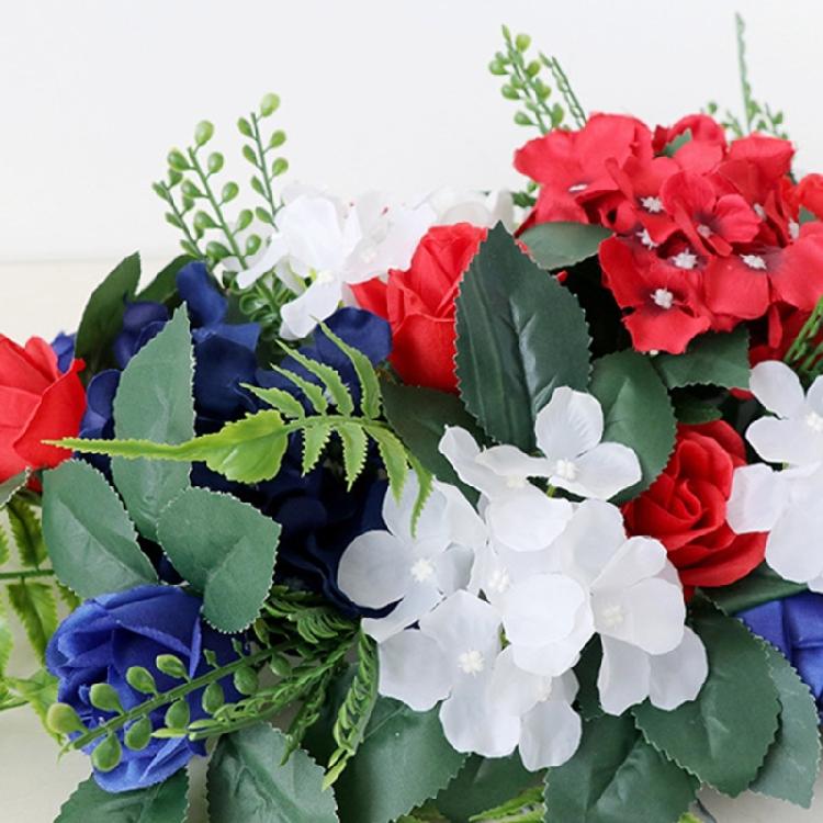 Memorial Grave Flower Saddles for Tombstone Artificial Cemetery Flower Bouquets with Vase for Graveyard Decoration