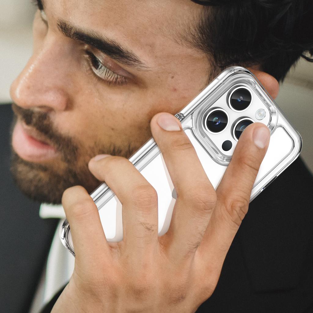 WANLONFENG MF Series for iPhone 14 Pro Case TPU+Acrylic Clear Phone Cover with Tempered Glass Film