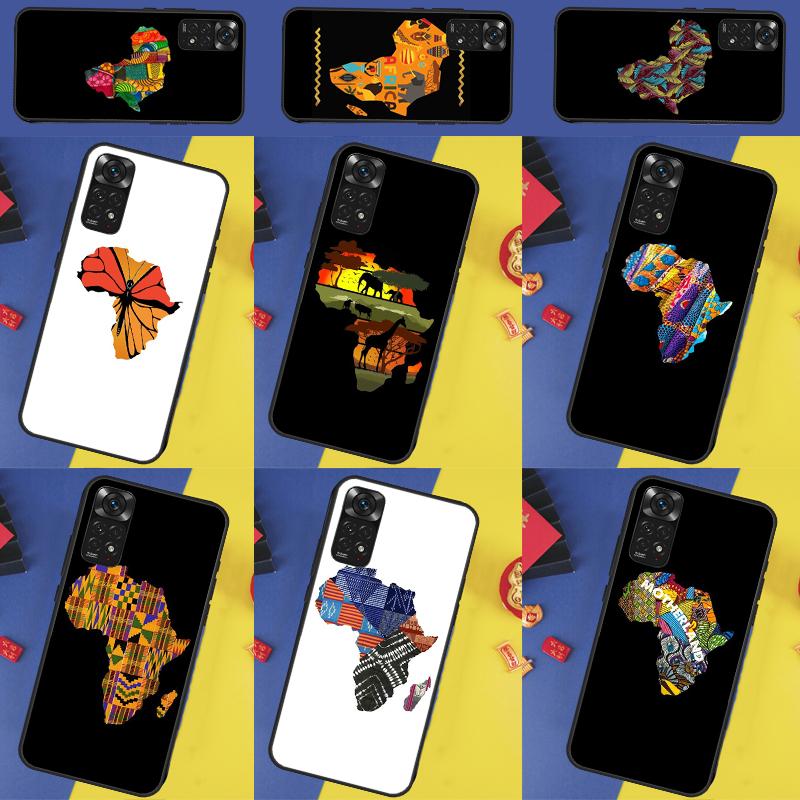 Map of Africa African Fabrics Case For Xiaomi Redmi Note 13 Pro 14 9 10 11 12 9S 10S 11S 12S Redmi 14C 10C 12C 13C Cover