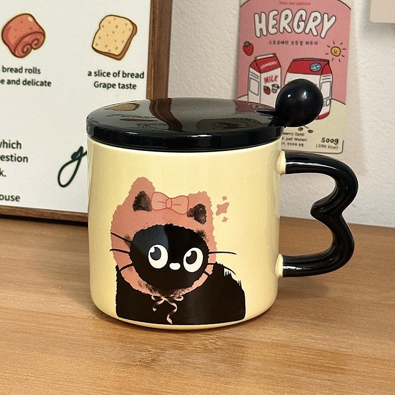 Cute Cup Ceramic Cup with Lid Cartoon Gift Water Cup High Looking Souvenir Creative Personalized Mug Cat