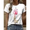 Moda Donna Girocollo Manica Corta Stampa Colore 3D Casual T-shirt Casual a Manica Corta Girocollo