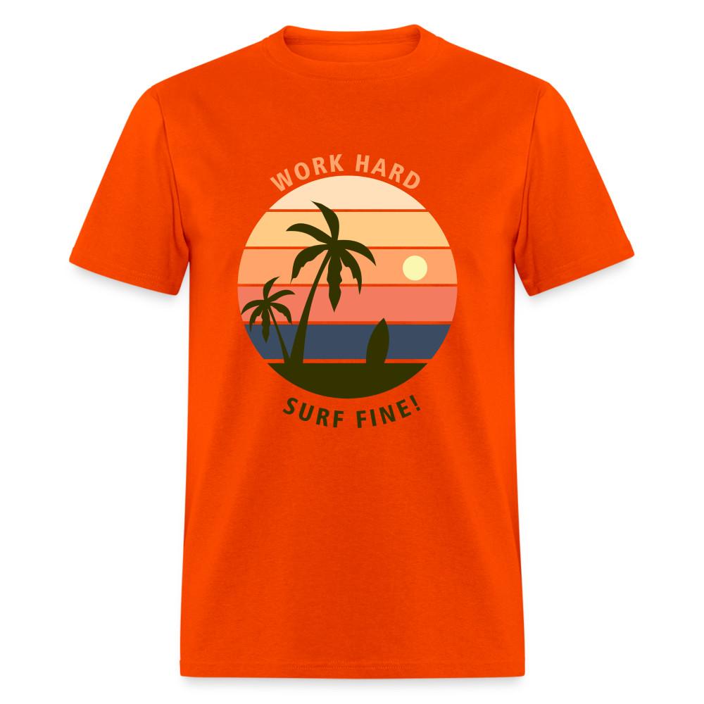 

Work Hard Surf Fine shirt Ocean Beach Sunset Lover Surfing T-Shirt Size S-6XL L