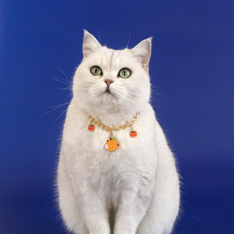 Resin Cartoon Pet Charm Necklace Cat Dog Lover - Orange Fortune Strawberry Peach Butterfly Bow Pendant