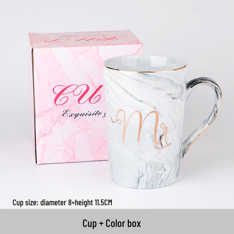 

Набор керамических кружек с европейским мраморным узором для пар 301-400ml