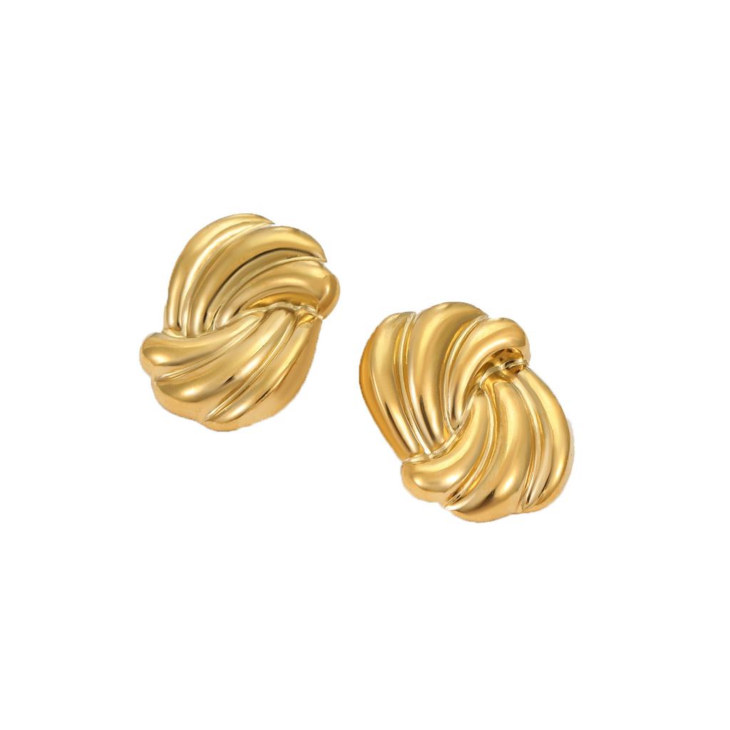 GEMCHIC Women's Gold Twisted Knot Stud Earrings Stainless Steel Geometric Minimalist Hypoallergenic Jewelry