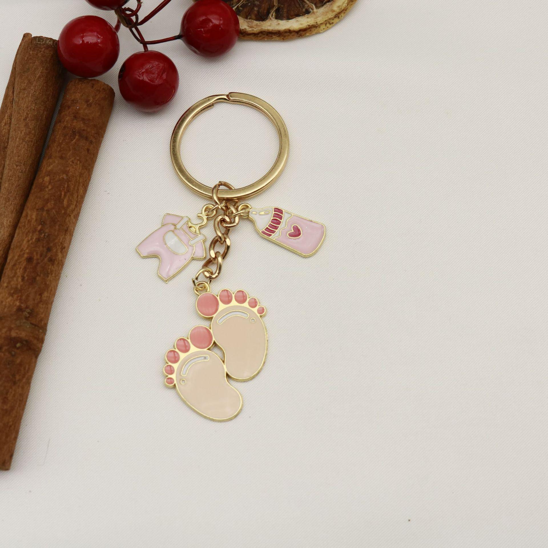 Cartoon Baby Clothes & Milk Bottle Cute Alloy Keychain Pendant