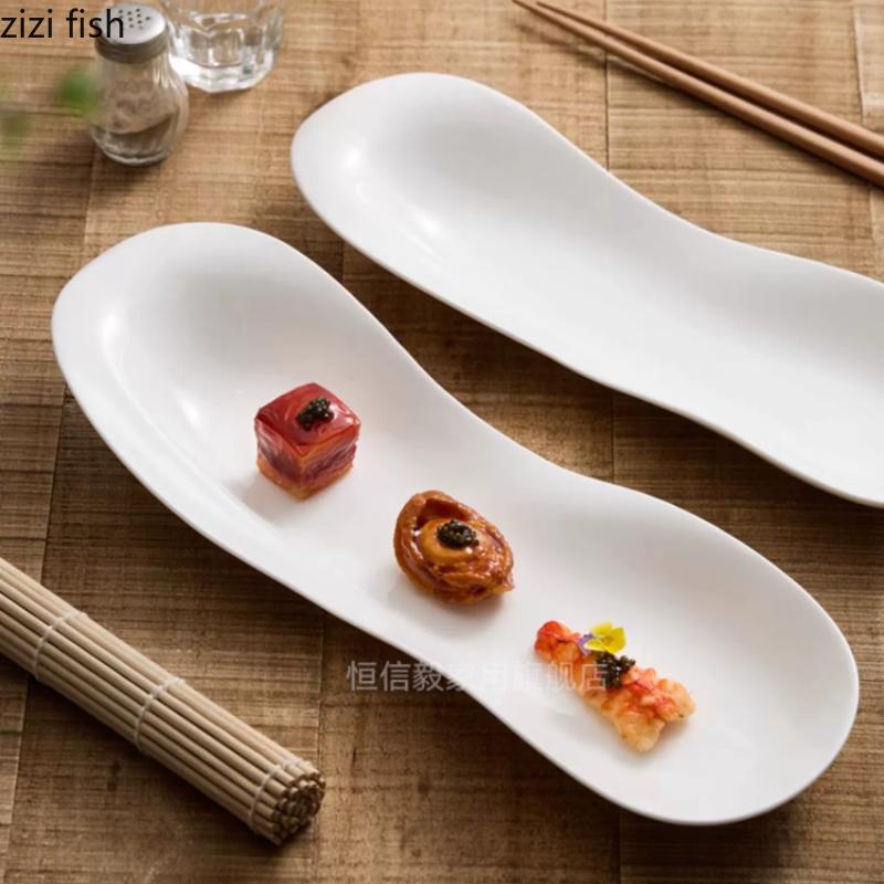 White Tableware Dining Plates Sushi Plate Dessert Plate Sashimi Disc Fruit Dish Salad Bowl Dim Sum Dish Snack Tray Dinner Plates