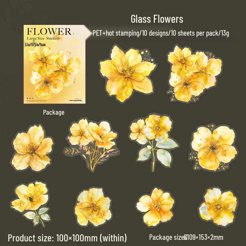 

Beautiful Day Floral PET Stickers - Large Hot Stamping for Journals & Collages