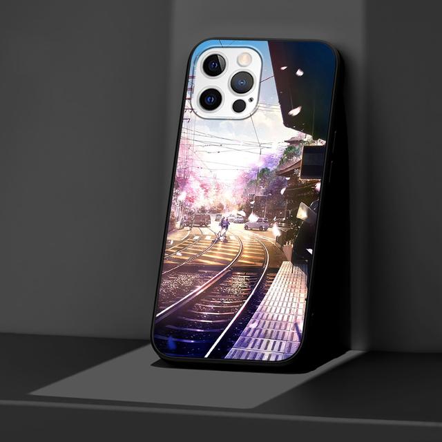 Japanese Anime Plum Cherry Blossom Girl Case For Iphone 14 13 11 12 Pro Max Xr 7 8 X 6 6s Plus Xs 5 5s Se Black Soft Phone Cover