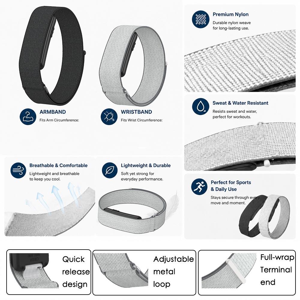 Premium Nylon Biceps Arm/Wristband for Garmin CIRQA Smart Band Strap Fitness Tracker Strap for Garmin CIRQA Smart Band Accessory
