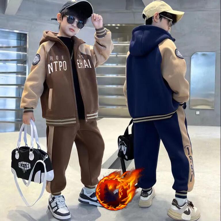 Boys Coat+Pants Kids Suits 3PCS/Set Cotton Spring Autumn Cotton Tracksuits Sport Christmas Gift Children Clothing