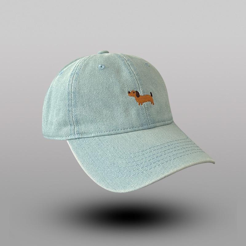 Spring Fall Denim Baseball Cap With Embroidered Dog Design Breathable Sun Hat For Women LightDenim
