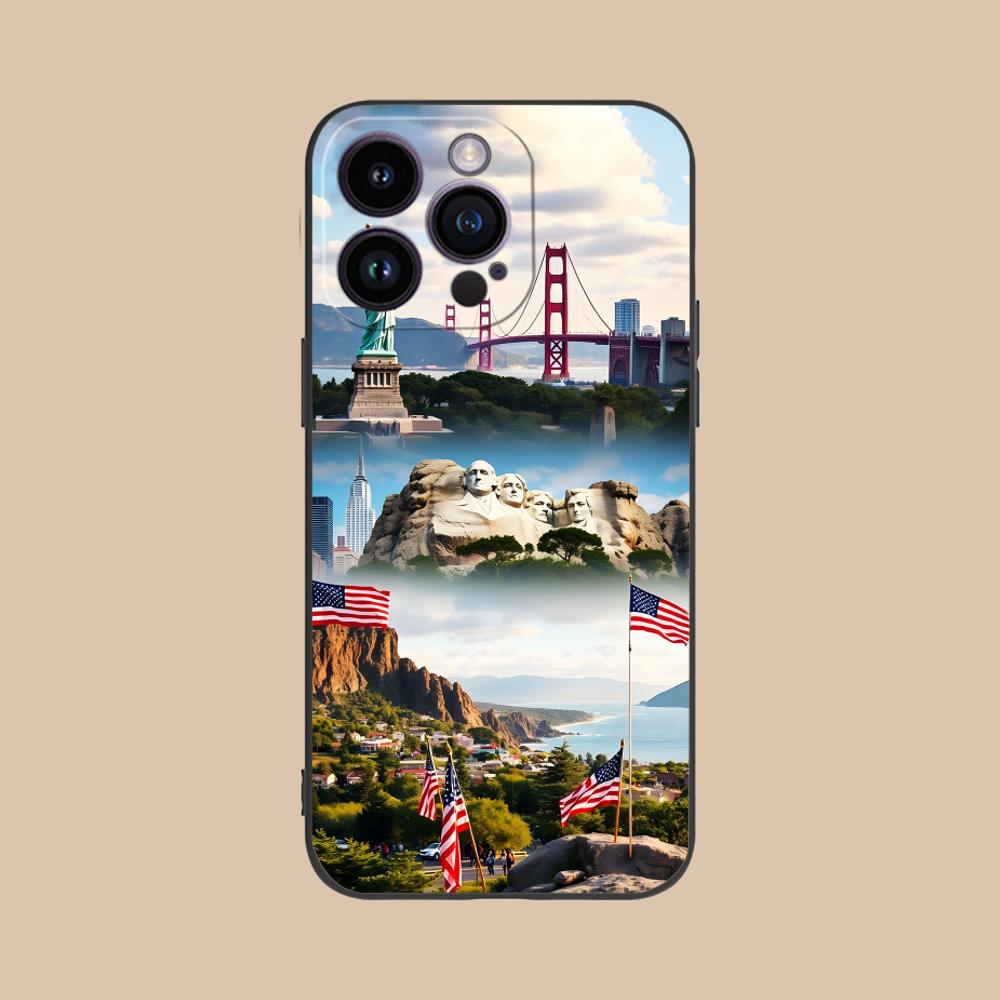 USA America Flag Mobile Cell Phone Case for iPhone 17 16 15 14 13 12 11 X XR XS 8 7 Air Pro Max Plus Mini Colorful Cover Cover