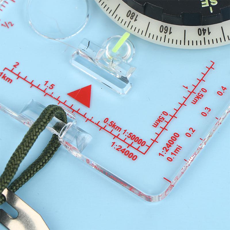 Adjustable Aiming Compass Mirror With Declination-Base Plate Navigation Orienteering Led Light Hiking Map Read Backpacking