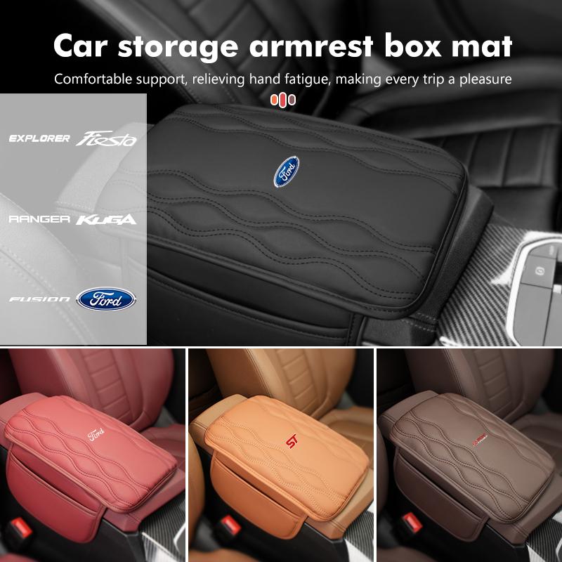 Car Center Console Leather Arm Rest Protection Cushion Storage Pocket Accessories For Ford Escort KA Flex Everest KA Expedition