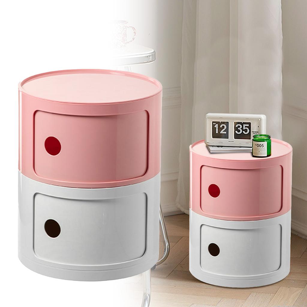 Bedside Table Nordic Style Color Matching Large Capacity Round Bedside Storage Cabinet for Bedroom