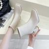 Winter Square Toe Elegant Banquet Women'S Shoes Fashionable Square Heel Comfortable Short Boots High Heel Warm Knight Boots