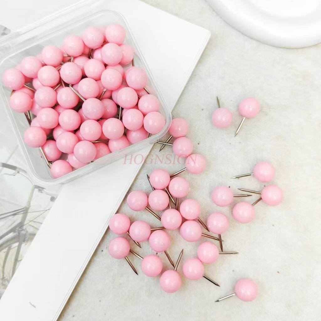50pcs Macaron Colored Earth Nail, Big Head Art Character Nail, Soft Wooden Card, Teacher's Universal Message, Drawing Pin