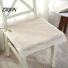 Minimalistische Stuhlunterlagen für das Arbeitszimmer Baumwoll-Leinen-Pad mit Bändern, Gestreifte Karomuster-Matte Leichte Sitzauflage mit Spitzenbesatz, Atmungsaktiv Esszimmer Büro Boho-Stil