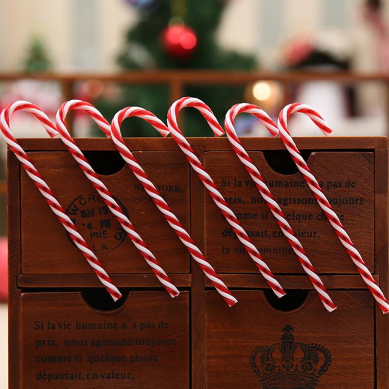 6pcs Christmas Ornament Plastic Candy Canes Christmas Tree Hanging Ornaments