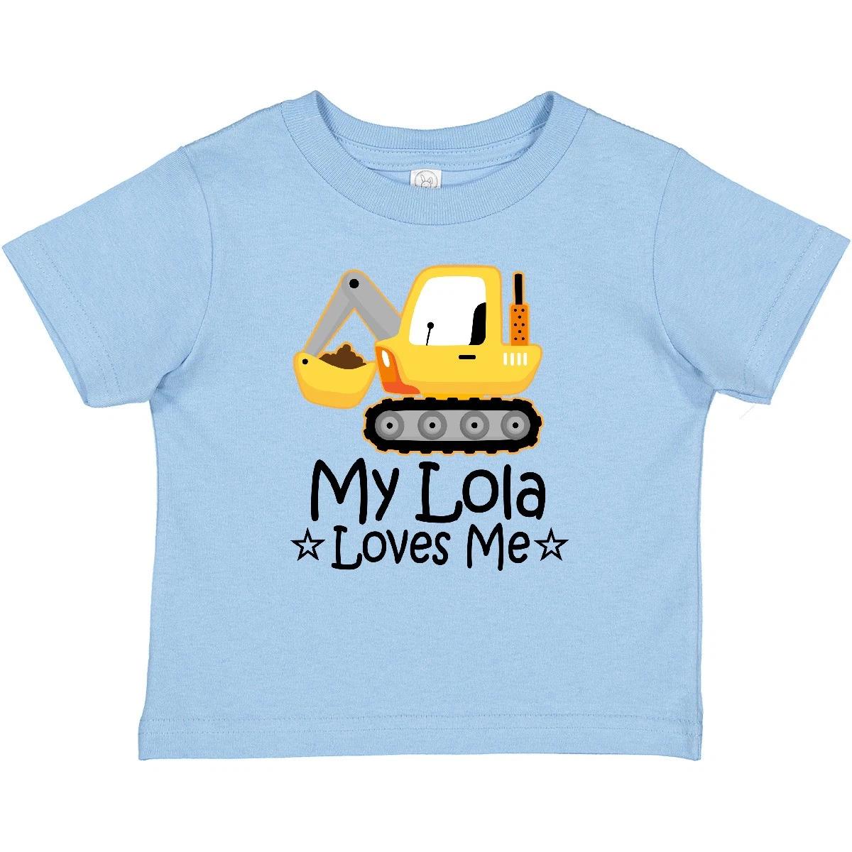 Inktastic My Lola Loves Me Grandson Construction Truck Baby T-Shirt Boys Outfit 150