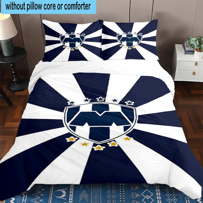 3pcs Monter-rey Football Crest Art Printed Bedding Set Duvet Cover Closure Includes 1 Duvet Cover & 2 Pillowcases Bedding Sets Home Decor Gifts