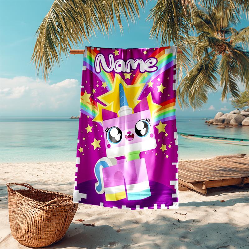 Personalized customized proof beach towel with UniKitty pattern - soft, absorbent,quick-drying,perfect swimming,camping&bathing