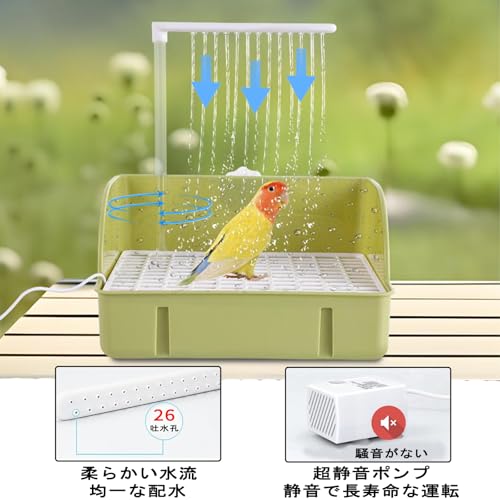 USB-betriebenes Vogelbad/Dusche für Wellensittiche, geeignet für kleine, mittlere und große Vögel. Kein Spritzen. Ideal für Finken, Finken, Nymphensittiche und and