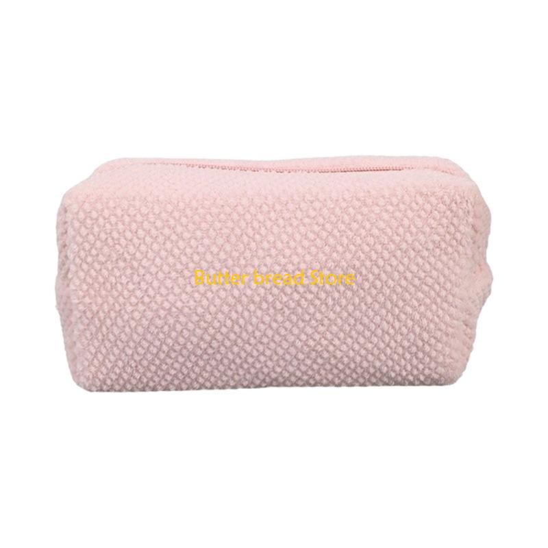 W89C Large Capacity Plush Pen Case Corduroy Pen Pouches Zippered Pen Bag for Women