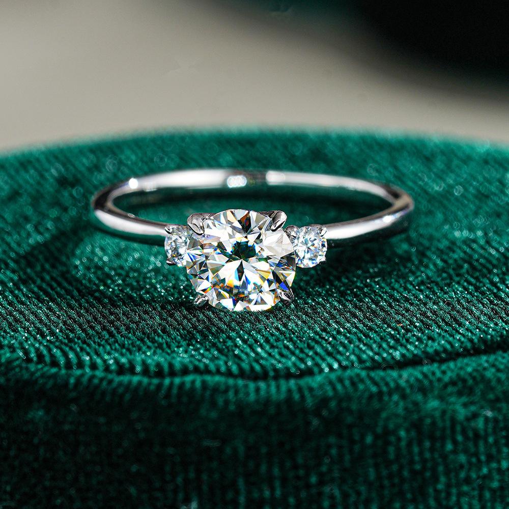 Moissanite Engagement Rings for Women S925 Sterling Sliver Plated White Gold Promise Ring for Her Gift
