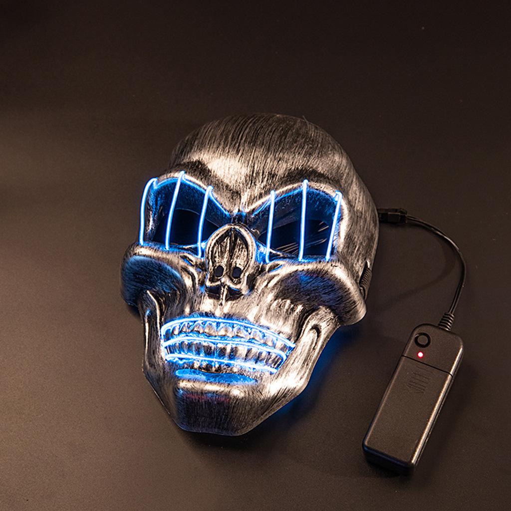 Skull Shape Cold Light Face Cover Glowing Halloween Mask Spoof Prank Toy Scary