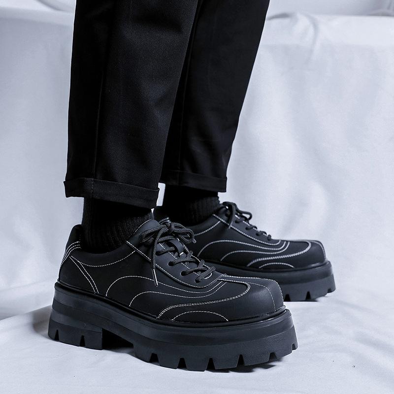 2024 new men's shoes spring and autumn casual big head high heel leather shoes heightening black youth small leather shoes 91151-R