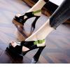 Summer New Women's Pumps Thick Heel Peep Toe Mixed Colors Buckle Super High Heels Platform Sole Party Wedding Sandalias De Mujer