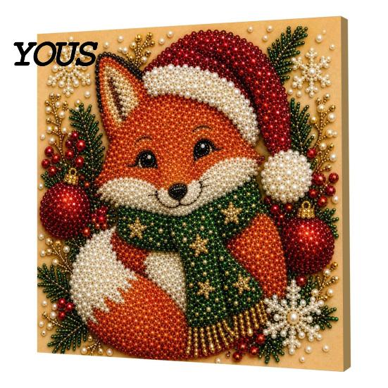 Creative Christmas Gifts for Adults Faux Pearl Art Kit, 20x20cm Xmas Painting DIY Wall Decor Making Kit Sparkling 3D Diamond Craft Adults, Festive