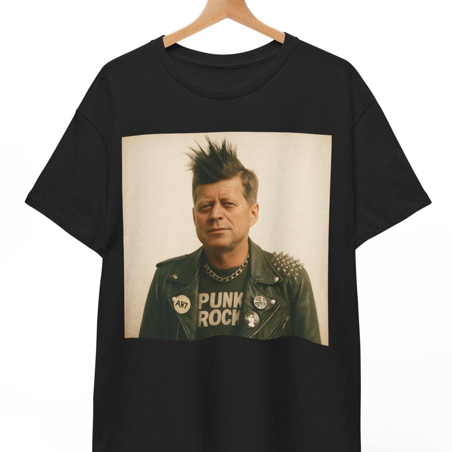 John F Kennedy Punk Rock T-Shirt: Funny President Meme Tee XL
