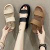 Summer New Slippers Women's 2025 Korean Version Casual Double Belt Platform One-Flip Fashion Simple Girls Beach Sandals