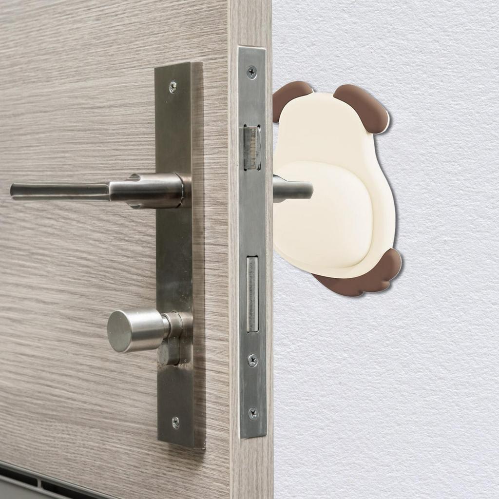 Self-Adhesive Door Handle Cushion Silent Rubber Door Knob Wall Shield Cushion Cartoon Animal Design Anti-Collision Pad For