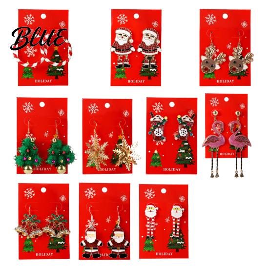 Hanging Earrings 1 Pair Women Christmas Tree Elk Santa Bell