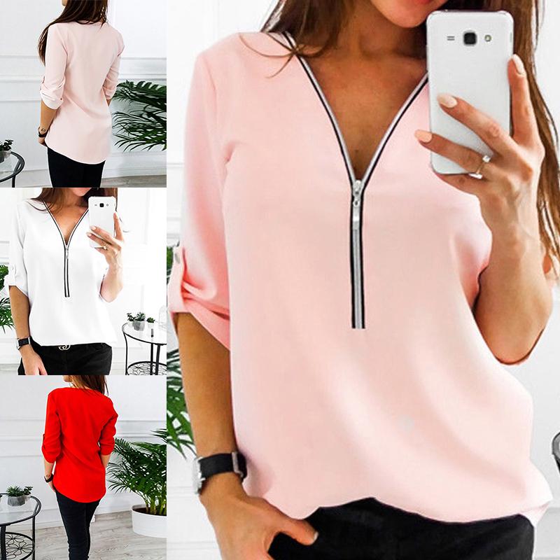 Women Chiffon Summer T-Shirt Fashion Tee Comfortable Long Sleeve Clothing Blouse New Tops Hot Casual Loose