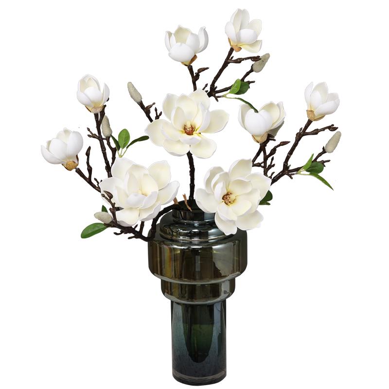 Large Magnolia Artificial Flower Bouquet for Living Room - High-End Floor Stand Floral Decoration