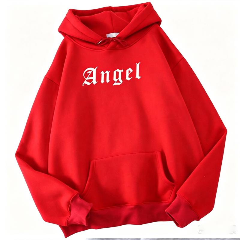 Felpe con cappuccio Angel Creativity Letter Printing Uomo Divertente Felpa alla moda Novità Spalla Drop Abbigliamento Felpa con cappuccio Harajuku da uomo